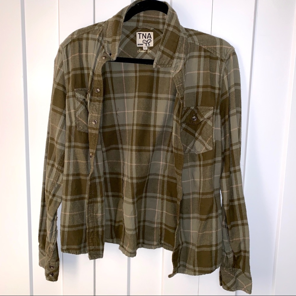 TNA Green Plaid Flannel